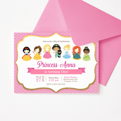Baby Disney Princess Birthday Invitation Template