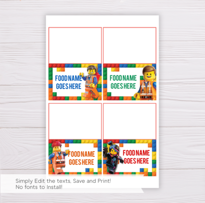 Lego Food Label Template