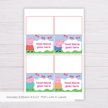 Peppa Pig Party Food Label Template