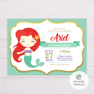 Princess Ariel Little Mermaid Invitation Template