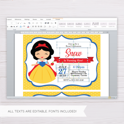 Snow White Invitation Template in MS Word