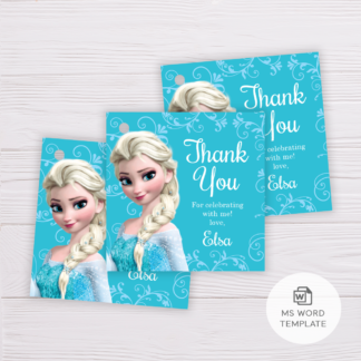 Frozen Elsa Thank You Card Template
