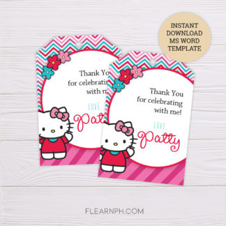 Hello Kitty Thank You Card MS Word Template