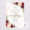 Marsala Flowers with Gold Frame Wedding Invitation Template in MS Word