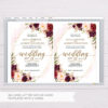 Marsala Flowers with Gold Frame Wedding Invitation Template in MS Word