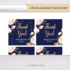 Navy Blue & Blush Flowers Wedding Thank You Tag MS Word Template
