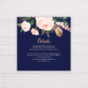 Navy Blue Wedding Invitation Set Template - Blush Flowers/Floral - Details Card