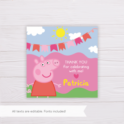 Peppa Pig Thank You Card/Favor Tag Template