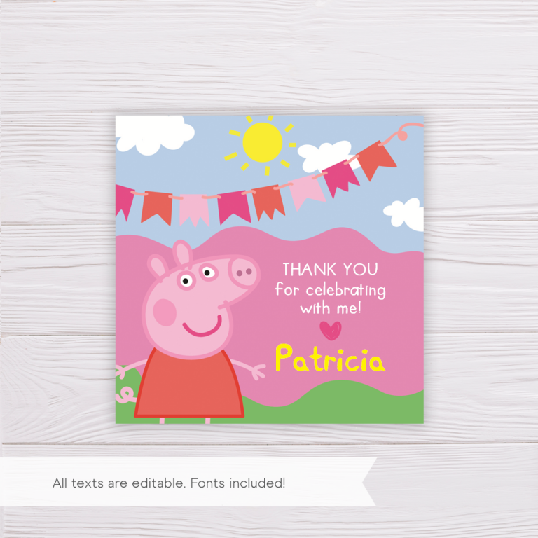 Peppa Pig Thank You Card Template | Dgtally