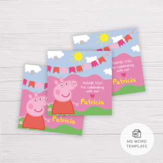 Peppa Pig Thank You Card/Favor Tag Template