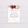 Marsala Flowers with Gold Frame Wedding Invitation Template - Thank You Card