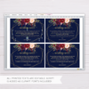 Navy Blue with Marsala Flowers and Gold Frame Wedding Invitation Suite Template - Wishing Well