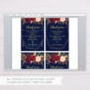 Navy Blue with Marsala Flowers and Gold Frame Wedding Invitation Suite Template - Thank You Card
