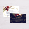 Navy Blue with Marsala Flowers and Gold Frame Wedding Invitation Suite Template - RSVP & Wishing Well Note