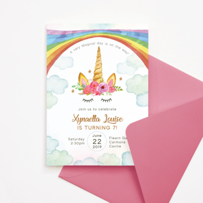 Rainbow Unicorn Invitation Birthday Template
