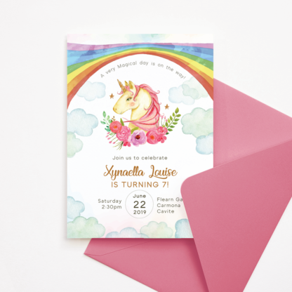 Rainbow Unicorn Invitation Birthday Template