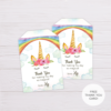 Rainbow Unicorn Thank You Card Template