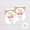 Rainbow Unicorn Thank You Card Template