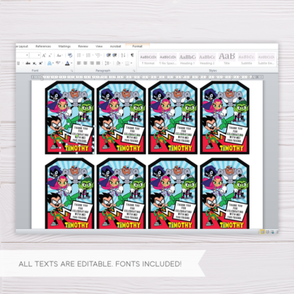 Teen Titans Go! Thank You Card Template
