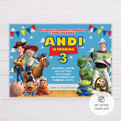 Toy Story Invitation Template in MS Word