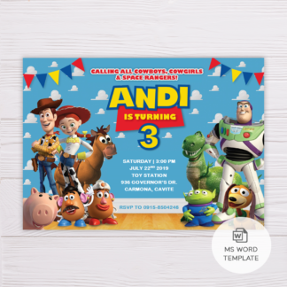 Toy Story Invitation Template in MS Word