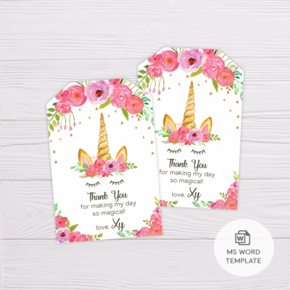 Unicorn Thank You Card Template