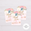 Blush Gold Watercolor Flowers 60th Birthday Favor Tag/Thank You Tag Template in MS Word