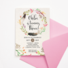 Bohemian Invitation Template for Birthday, Cute Wreath of Flowers & Leaves
