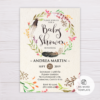 Feathers Wreath Baby Shower Bohemian Invitation Template