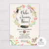 Feathers Wreath Bohemian Invitation Template