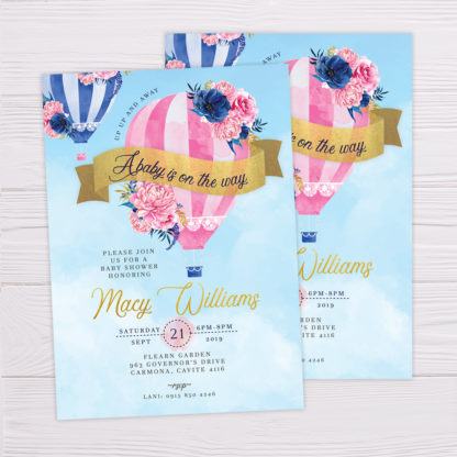 Pink Hot Air Balloon Invitation