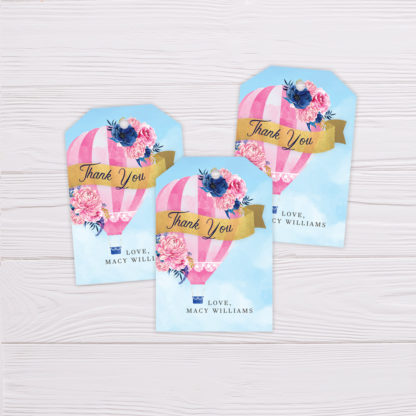 Pink Hot Air Balloon Thank You Card