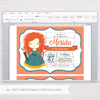 Princess Merida Brave Invitation Template