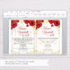 Red Floral and Gold Ornaments with Glitters Royal Debut Invitation Template in MS Word