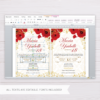 Red Floral and Gold Ornaments with Glitters Royal Invitation Template in MS Word
