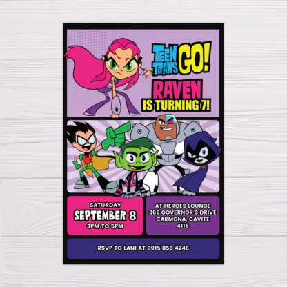 Teen TItans Go! Invitation for Girls