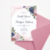 Bridal Shower Invitation with Dusty Blue & Old Rose Color Flowers and Rose gold Frame