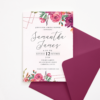 Bridal Shower Invitation with Rose Gold Frame & Pink and Magenta Flowers
