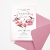 Bridal Shower Invitation - Watercolor Old Rose Color Flowers Wreath