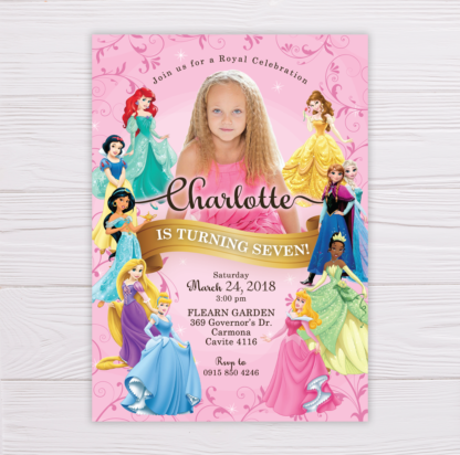 Disney Princesses Invitation with Picture