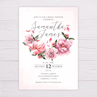 Old Rose Flower Wreath Bridal Shower Invitation