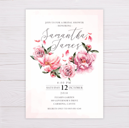 Old Rose Flower Wreath Bridal Shower Invitation