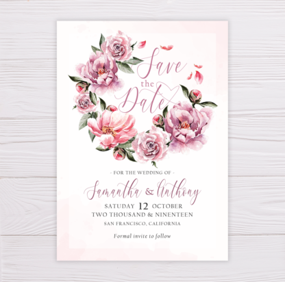 Old Rose Flower Wreath Save the Date
