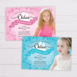 Princess Invitation with Picture - Blue & Pink