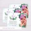 Purple & Green Succulent Baptism Thank You Card with Picture