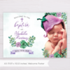 Purple & Green Succulent Baptism Welcome Poster with Picture