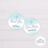 Baptism Favor Tag - Blue Watercolor & Silver