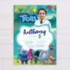 Trolls Invitation with Picture for Boys