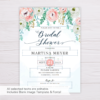 Blue Watercolor & Blush Flowers Bridal Shower Invitation Template