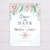 Blue Watercolor & Blush Flowers Save the Date